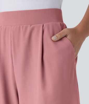 High Waisted Body Sculpt Waist-Slimming Side Pocket Micro Waffle Work Shorts High Waisted Body Sculpt Waist-Slimming Side Pocket Micro Waffle Work Shorts