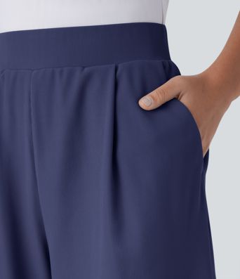 High Waisted Body Sculpt Waist-Slimming Pocket Micro Waffle Work Shorts