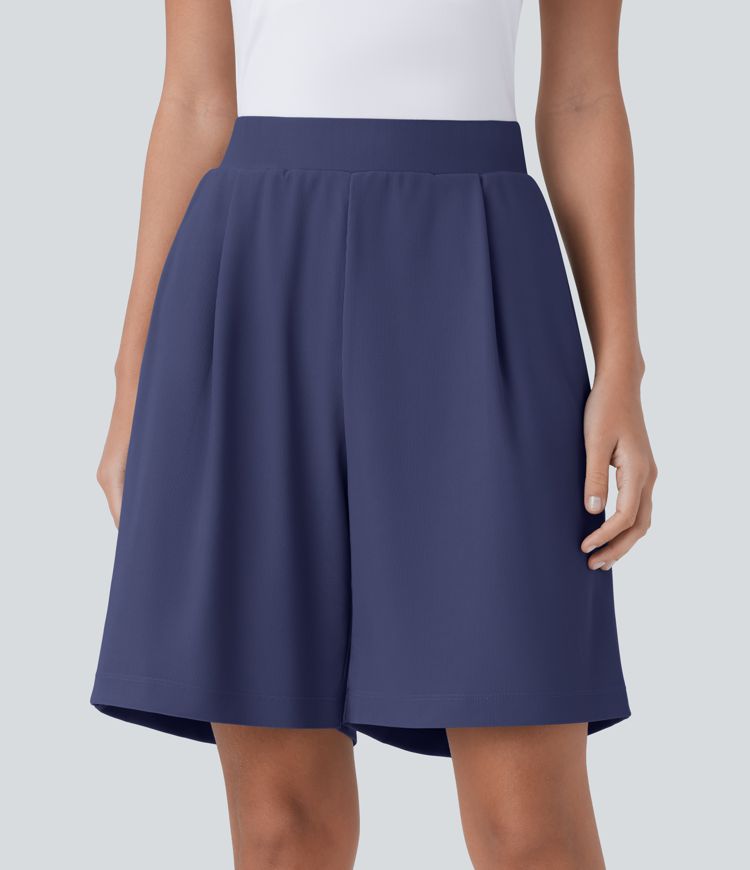 High Waisted Body Sculpt Waist-Slimming Pocket Micro Waffle Work Shorts