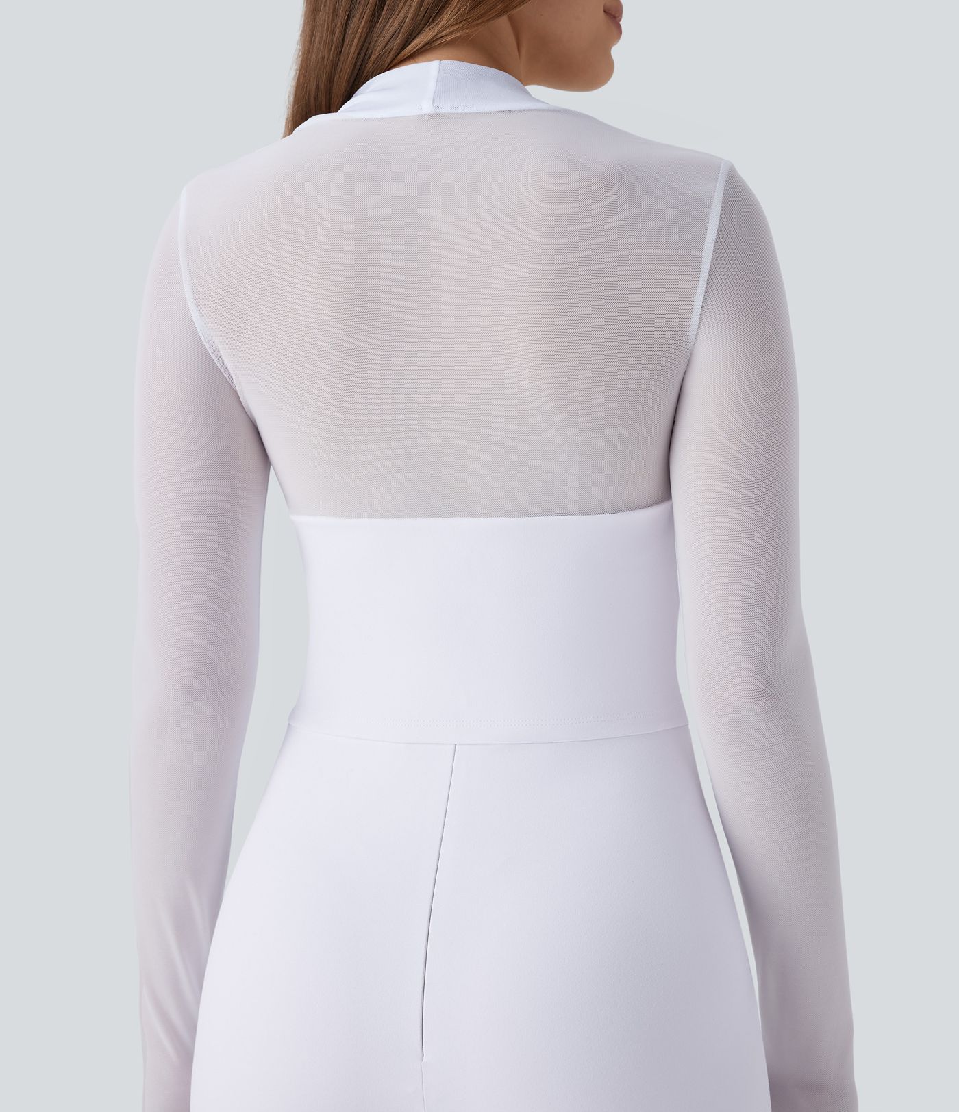 DayStretch Long Sleeve Contrast Mesh Zipper Bootcut Jumpsuit-Easy Peezy Edition