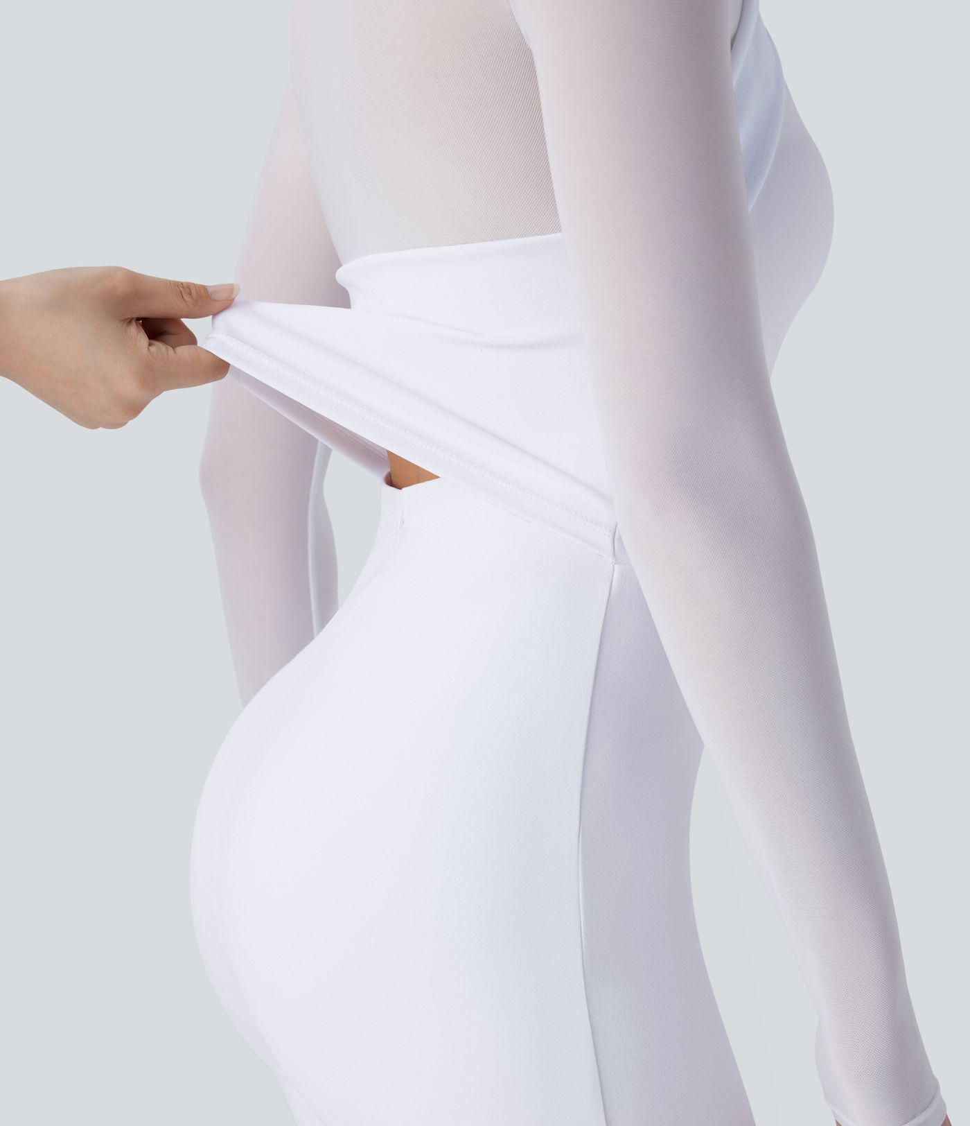 DayStretch Long Sleeve Contrast Mesh Zipper Bootcut Jumpsuit-Easy Peezy Edition