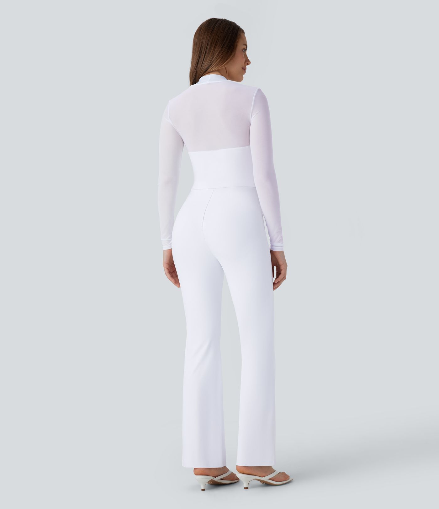 DayStretch Long Sleeve Contrast Mesh Zipper Bootcut Jumpsuit-Easy Peezy Edition