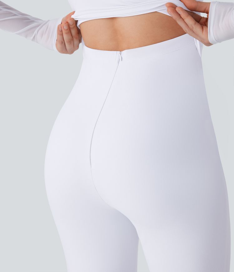 DayStretch Long Sleeve Contrast Mesh Zipper Bootcut Jumpsuit-Easy Peezy Edition