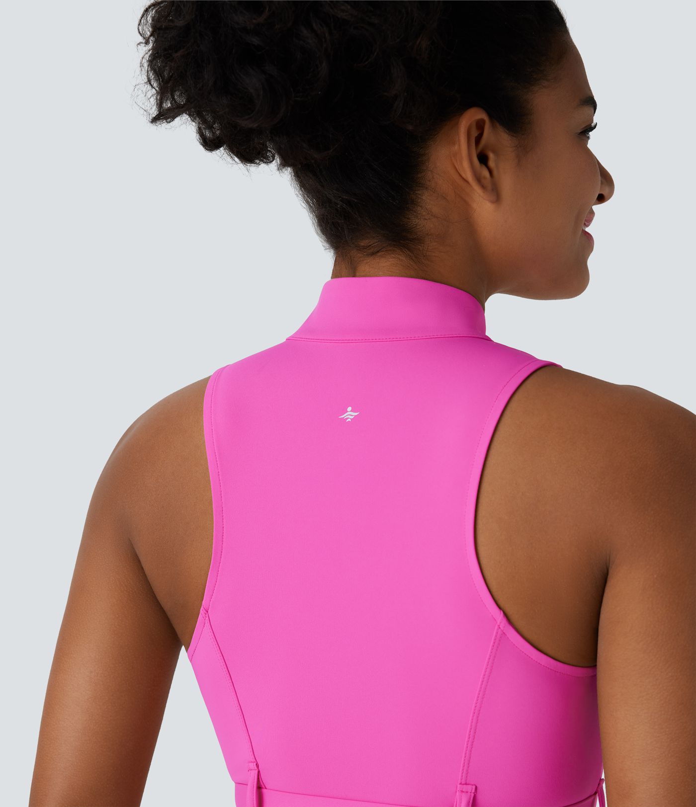 SoftlyZero™ QuickDry Stand Collar Zipper Belted Curved Hem Slim Pickleball Sports Top