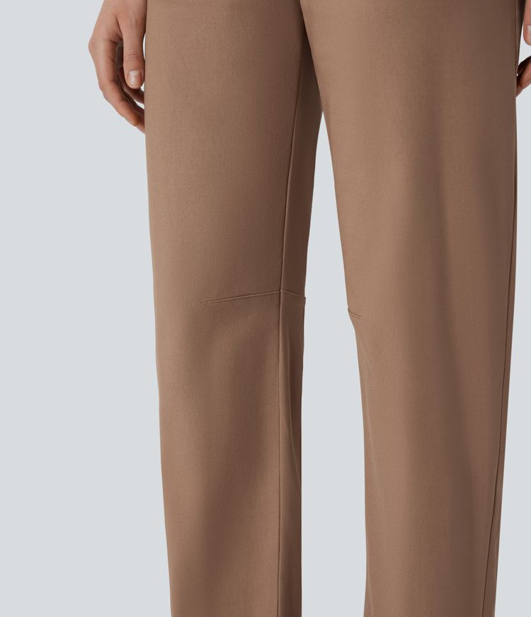 High Waisted Pockets Work Barrel Leg Pants