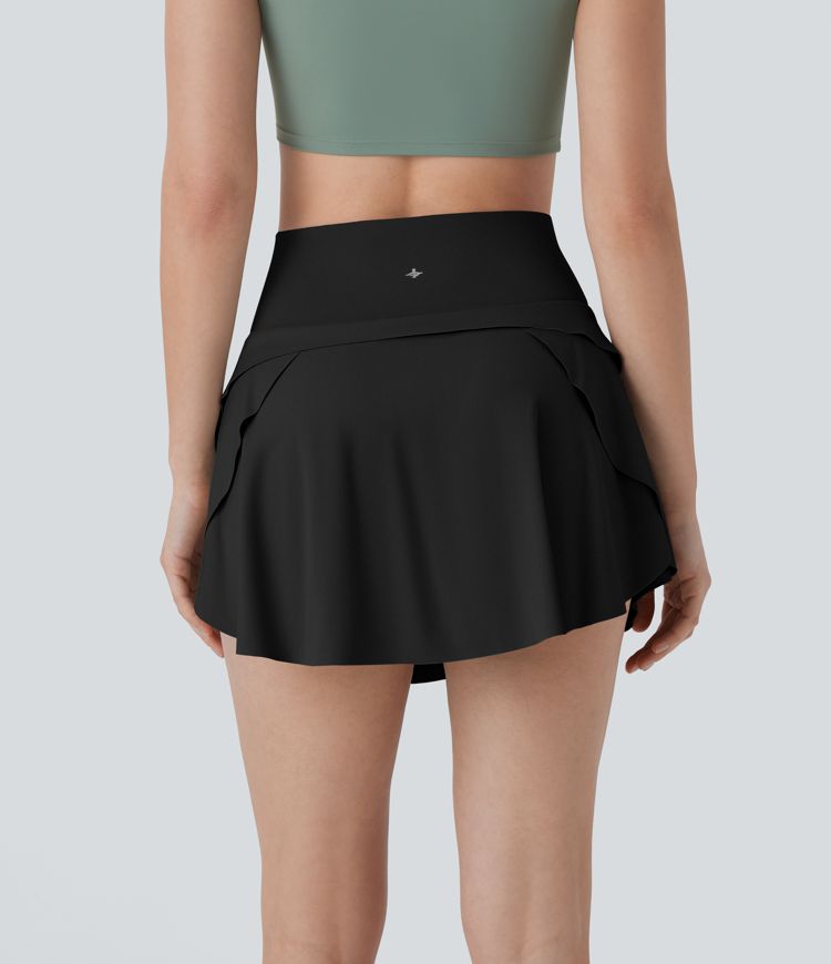 SoCinched High Waisted Tummy Control 2-in-1 Side Pocket Mini Tennis Skirt