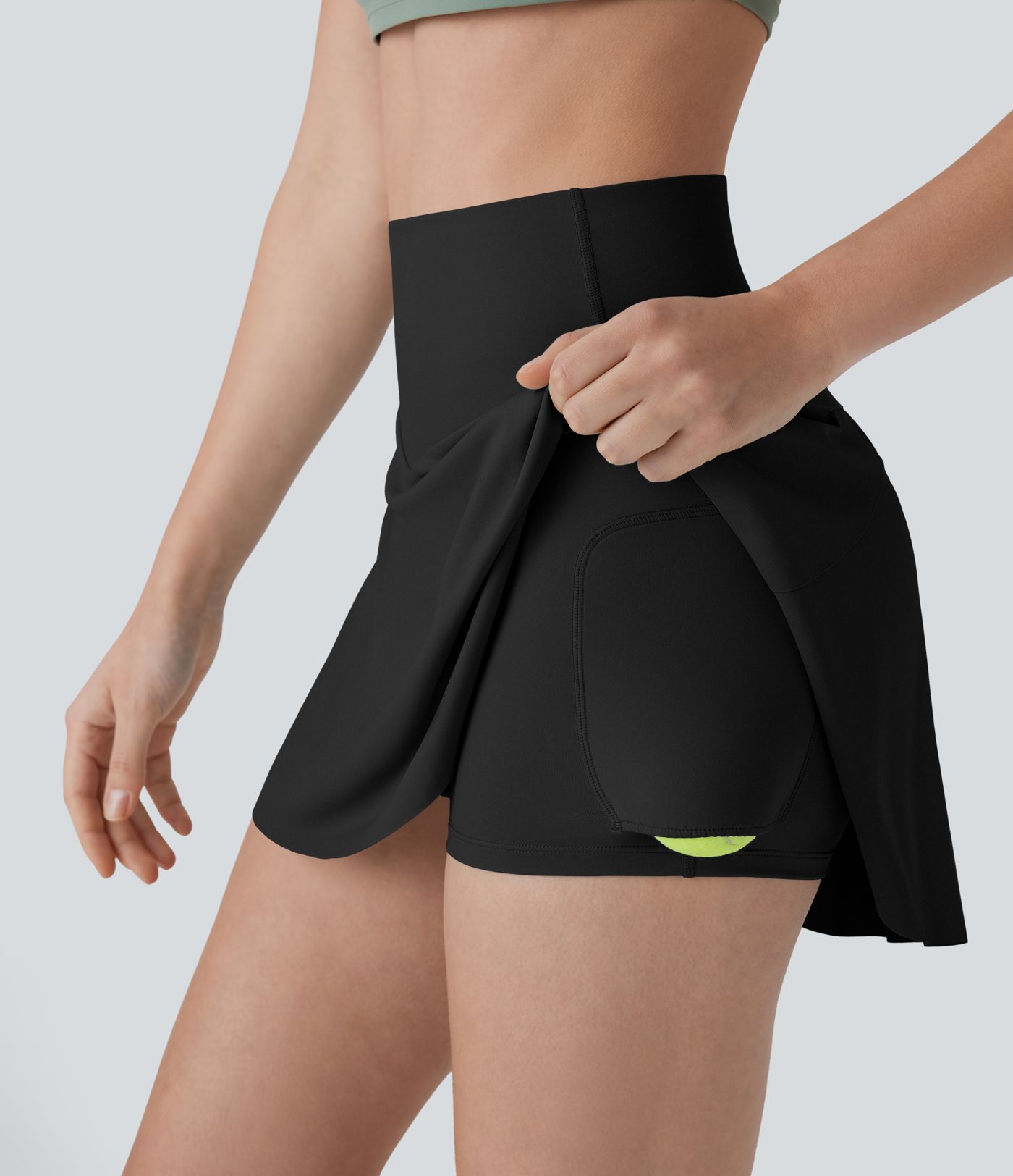 High Waisted Tummy Control 2-in-1 Pocket Mini Tennis Skirt