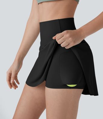 High Waisted Tummy Control 2-in-1 Pocket Mini Tennis Skirt