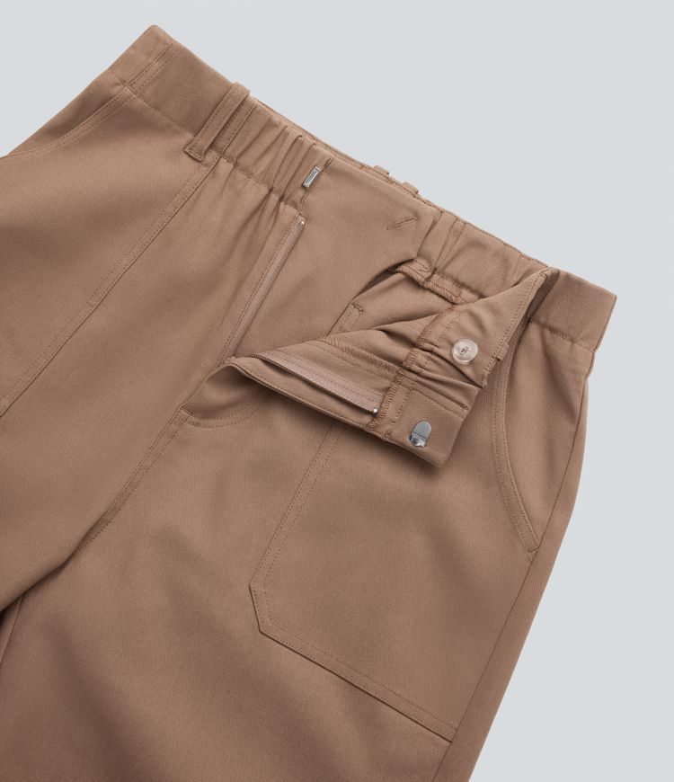 High Waisted Pockets Work Barrel Leg Pants