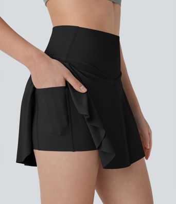 High Waisted Tummy Control 2-in-1 Pocket Mini Tennis Skirt