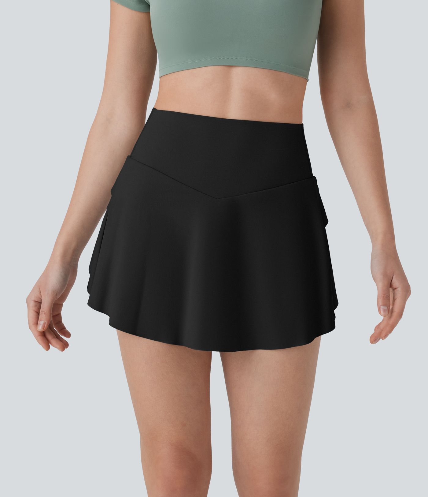 High Waisted Tummy Control 2-in-1 Pocket Mini Tennis Skirt