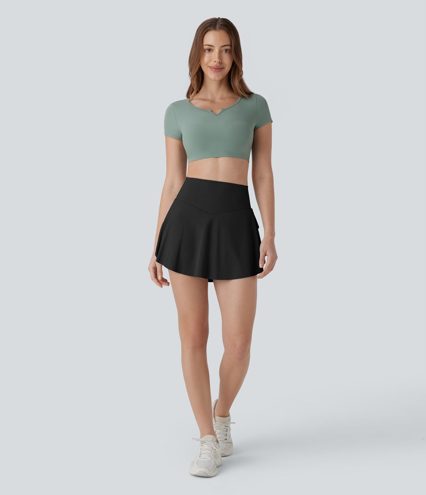 High Waisted Tummy Control 2-in-1 Pocket Mini Tennis Skirt