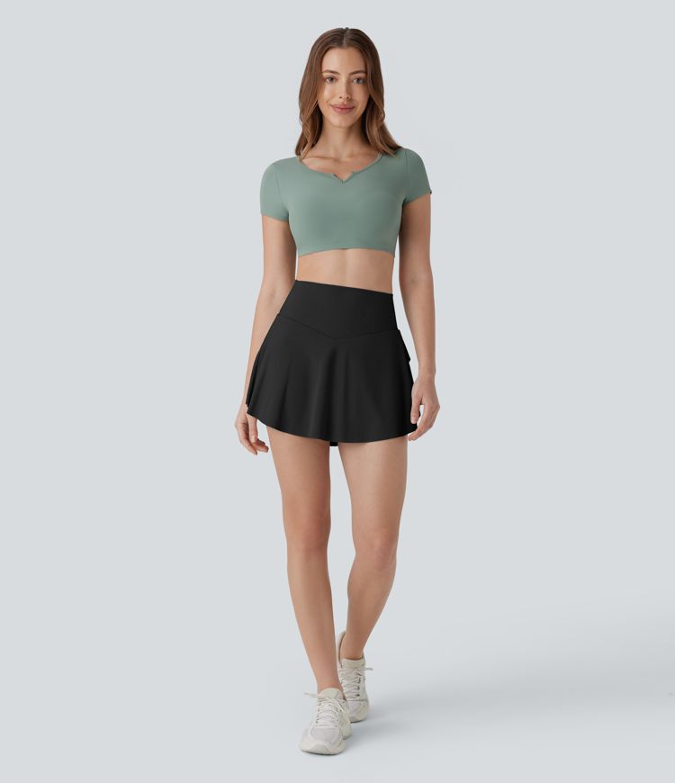 High Waisted Tummy Control 2-in-1 Pocket Mini Tennis Skirt