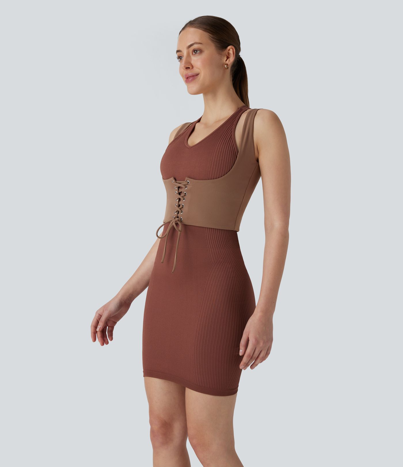 DayStretch Square Neck Lace Up Corset Tank Top