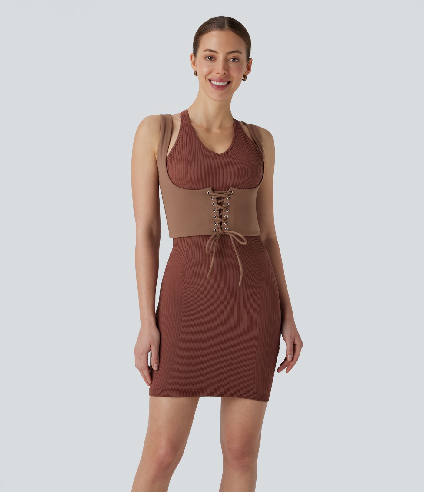 DayStretch Square Neck Lace Up Corset Tank Top