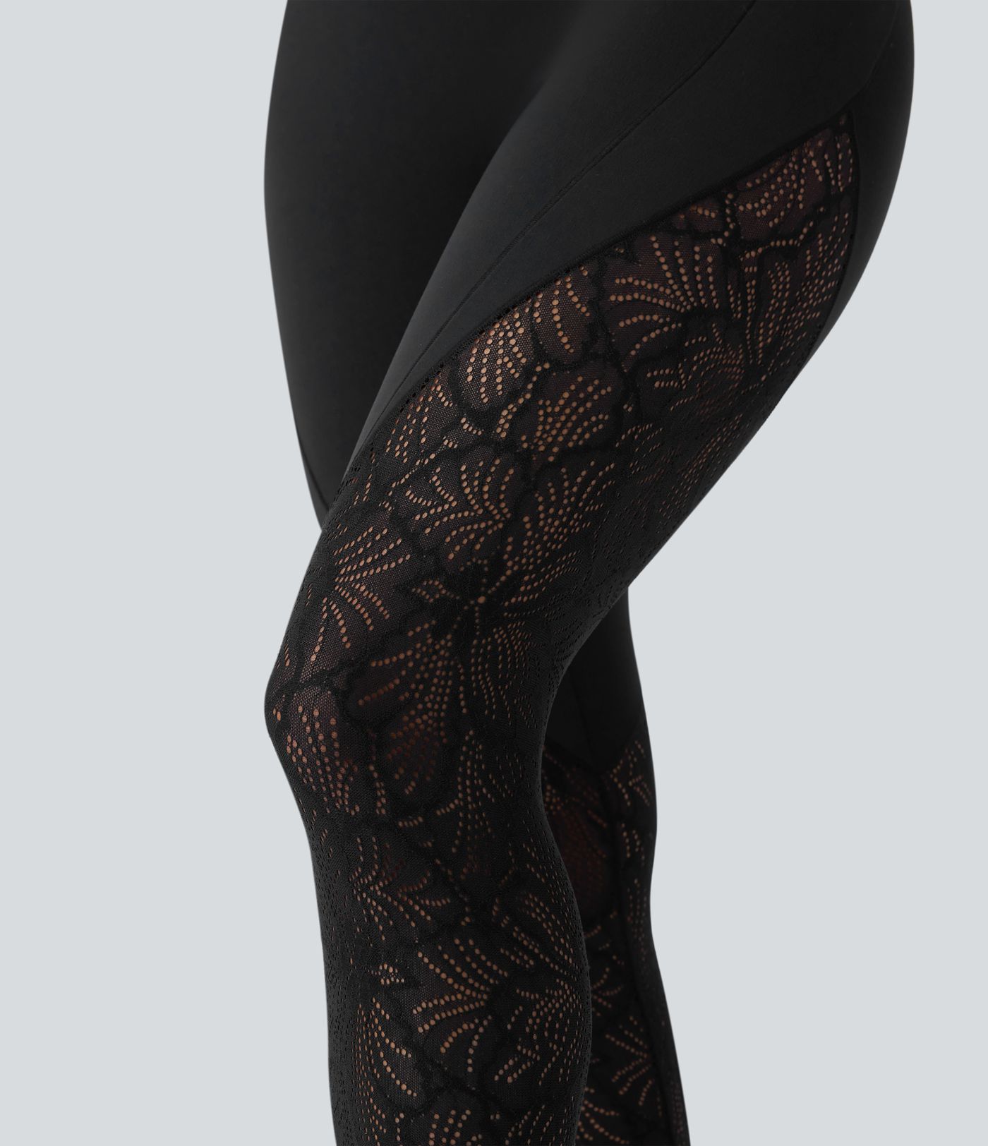 Leggings de yoga Softlyzero™ UPF50+ de tiro alto con encaje en contraste y bolsillos laterales en longitud 7/8 