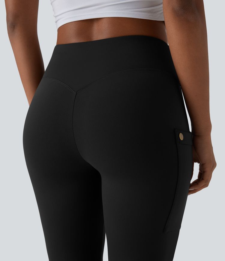 DayStretch High Waisted Tummy Control Decorative Pocket Skinny Casual Pedal Pusher Pants