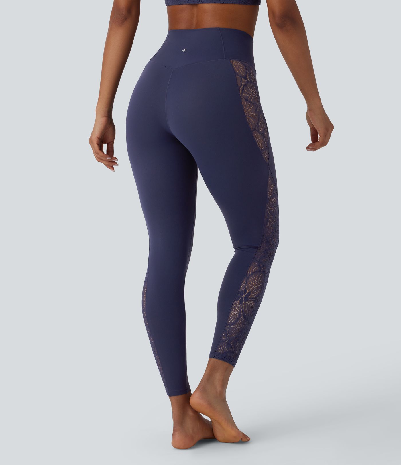 SoftlyZero™ High Waisted Crossover Contrast Lace Pocket Yoga Leggings-UPF50+