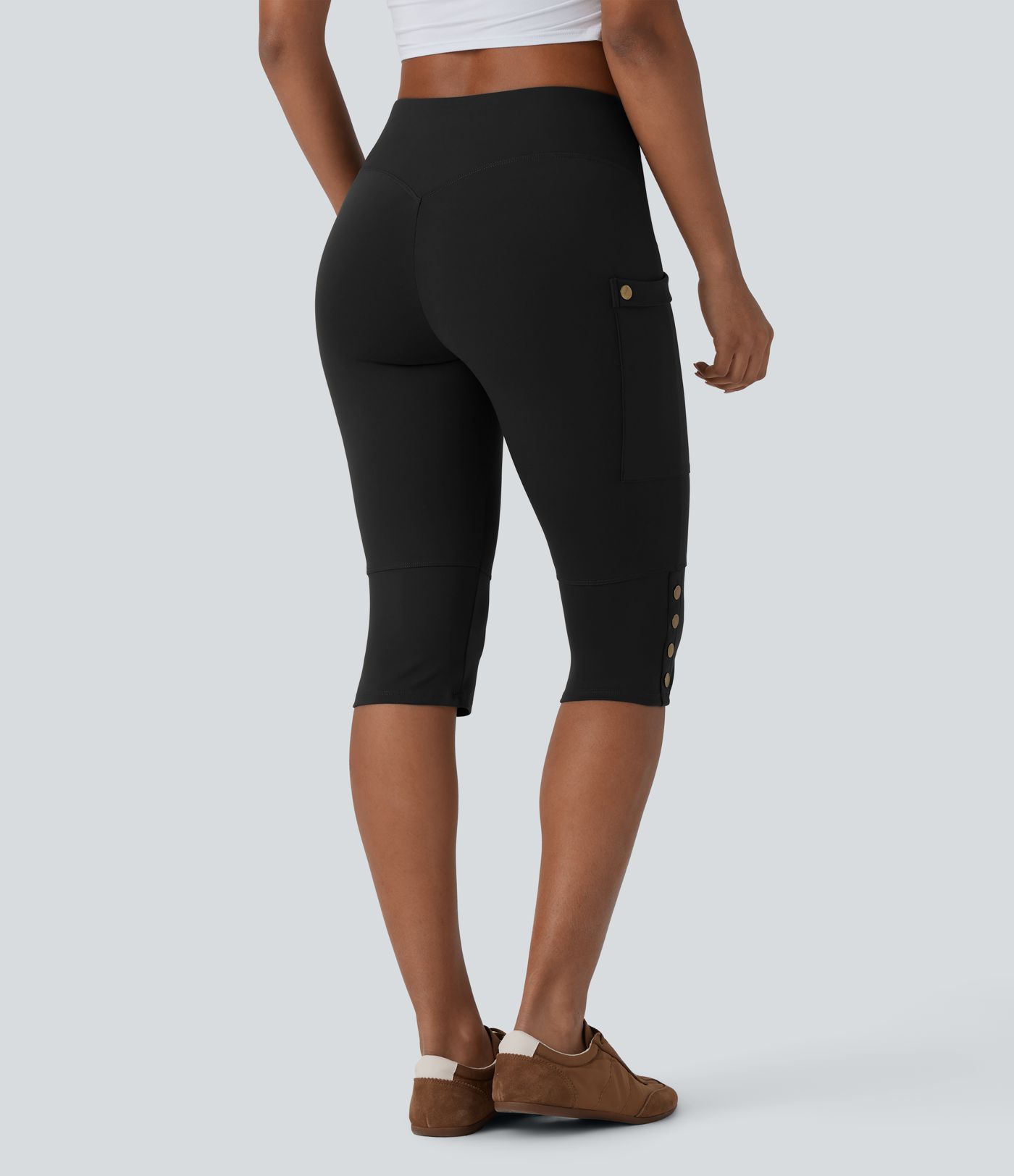 DayStretch High Waisted Tummy Control Decorative Pocket Skinny Casual Pedal Pusher Pants