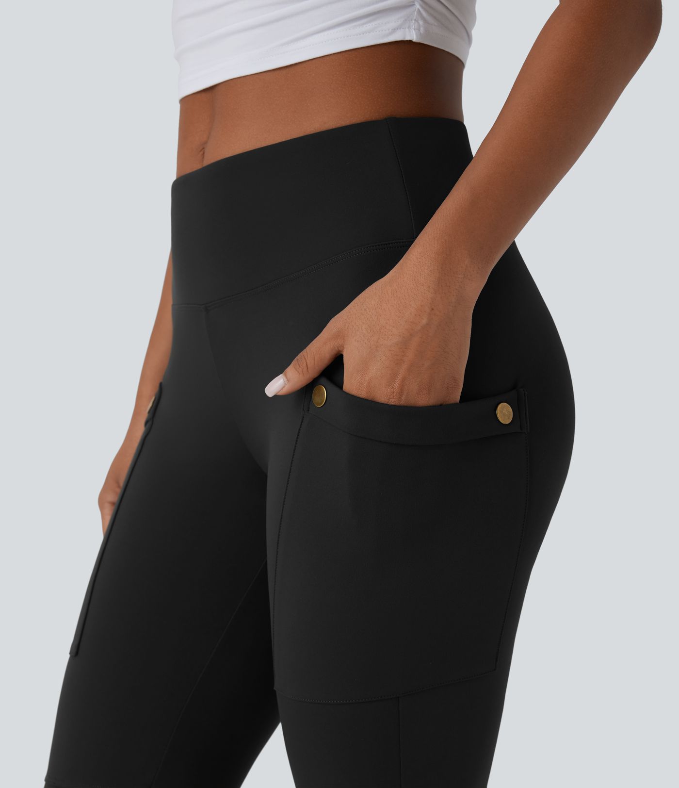 DayStretch High Waisted Tummy Control Decorative Pocket Skinny Casual Pedal Pusher Pants