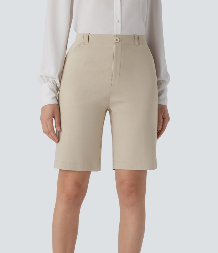 Mid Rise Zipper Pocket Work Shorts 9''