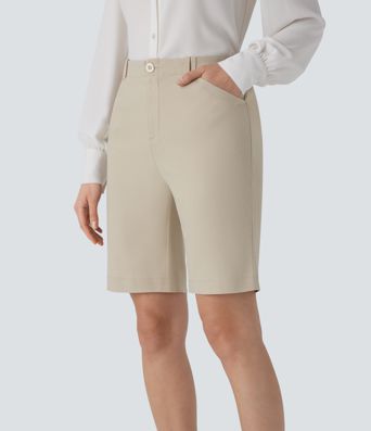 Mid Rise Zipper Pocket Work Shorts 9''