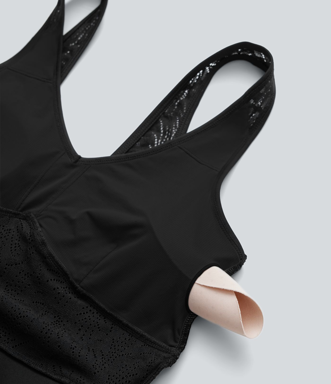 Mini Vestido Softlyzero™ Airy yoga activo cuello V sin espalda encaje contrastante 2 en 1 tacto fresco - UPF 50+