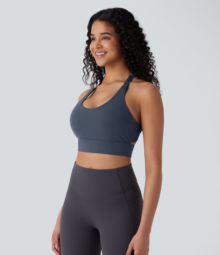 Halara UltraSculpt™ Niedrig-Stütz-BH mit U-Ausschnitt und verstellbarem Haken für Yoga und Sport