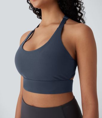 Halara UltraSculpt™ Niedrig-Stütz-BH mit U-Ausschnitt und verstellbarem Haken für Yoga und Sport