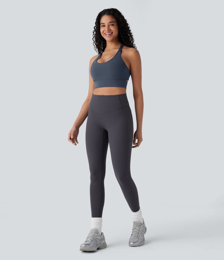 Halara UltraSculpt™ Niedrig-Stütz-BH mit U-Ausschnitt und verstellbarem Haken für Yoga und Sport