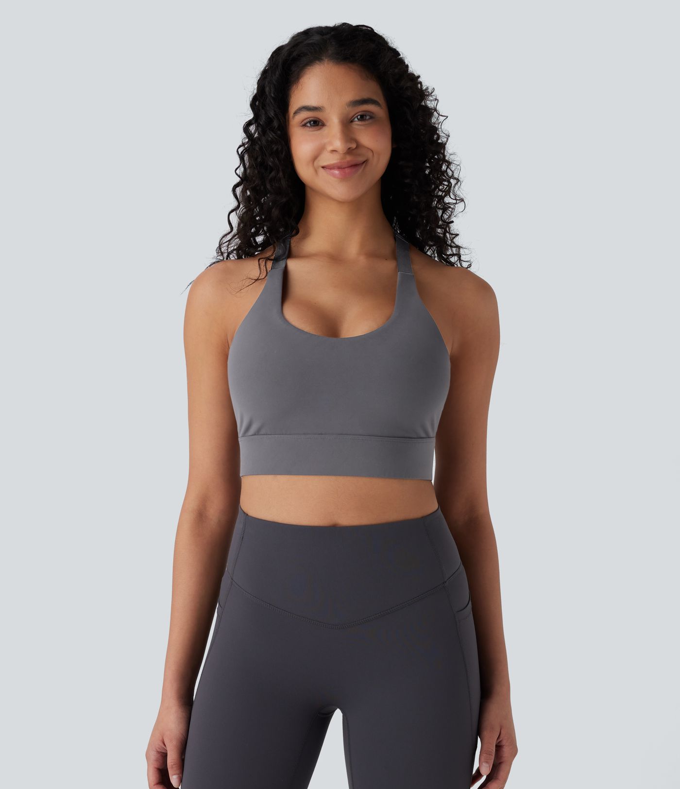 Halara UltraSculpt™ Sujetador Deportivo de Yoga de Bajo Soporte con Cuello en U y Gancho Ajustable