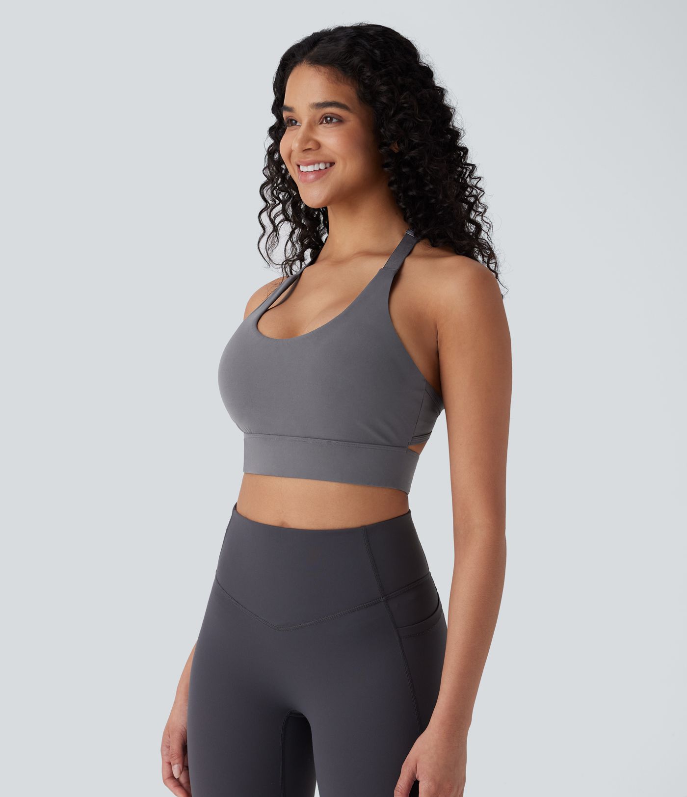 Halara UltraSculpt™ Sujetador Deportivo de Yoga de Bajo Soporte con Cuello en U y Gancho Ajustable