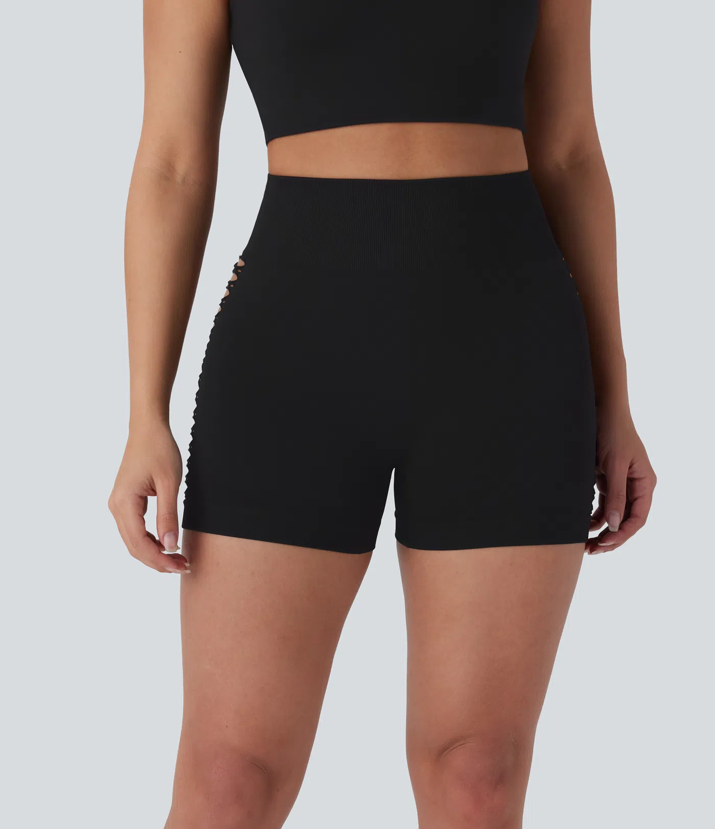 Seamless Flow High Waisted Cut Out Yoga Biker Shorts 3''