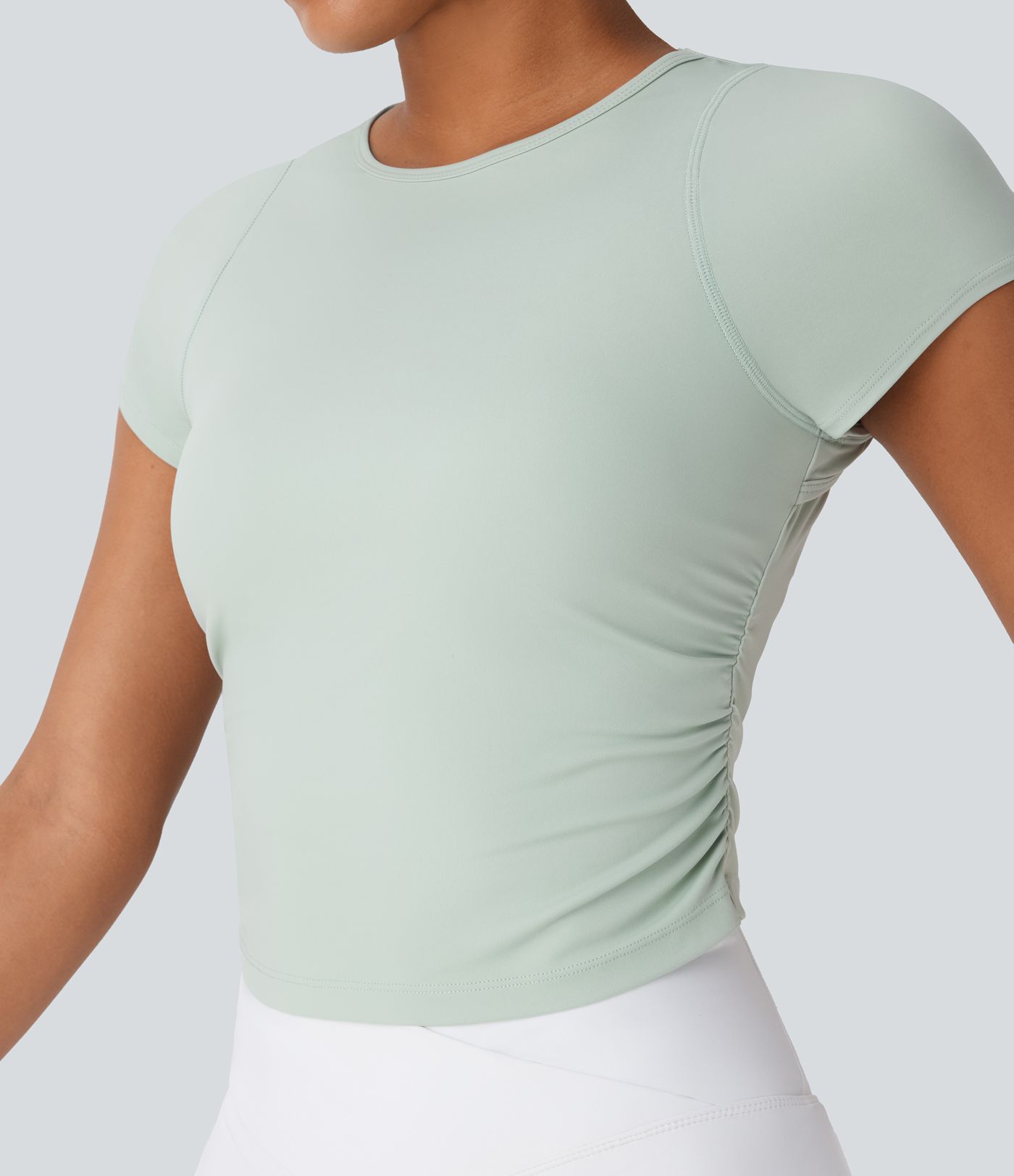 Softlyzero™ Airy Cut Out Ruched Curved Hem Slim  Tennis Sports Top