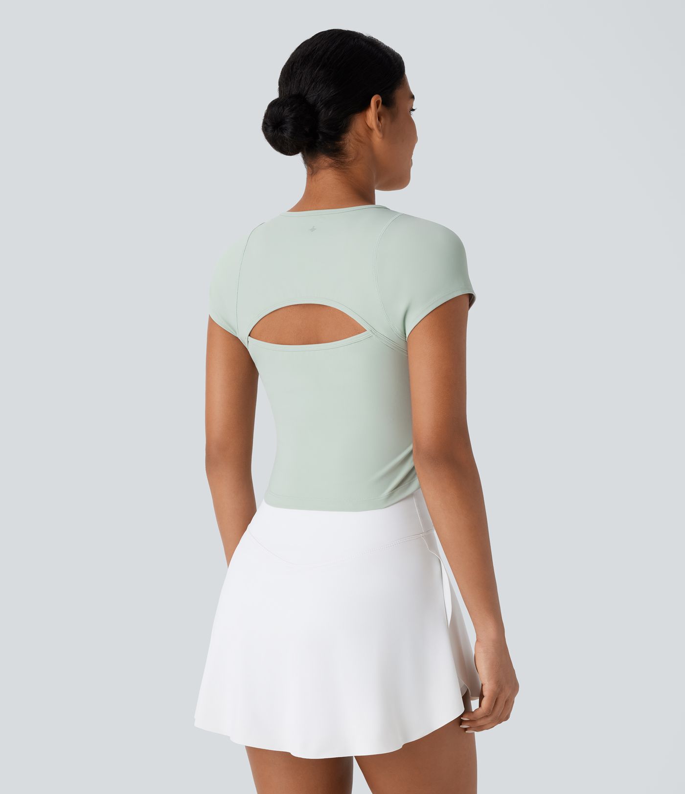 Softlyzero™ Airy Cut Out Ruched Curved Hem Slim  Tennis Sports Top