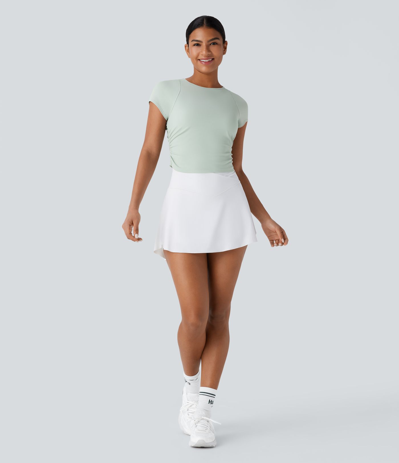 Softlyzero™ Airy Cut Out Ruched Curved Hem Slim  Tennis Sports Top