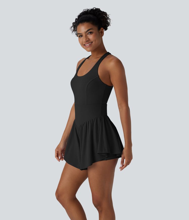 Breezeful™ SoCinched Backless Corset Tummy Control 2-in-1 Pocket Flowy Quick Dry Tennis Jumpsuit