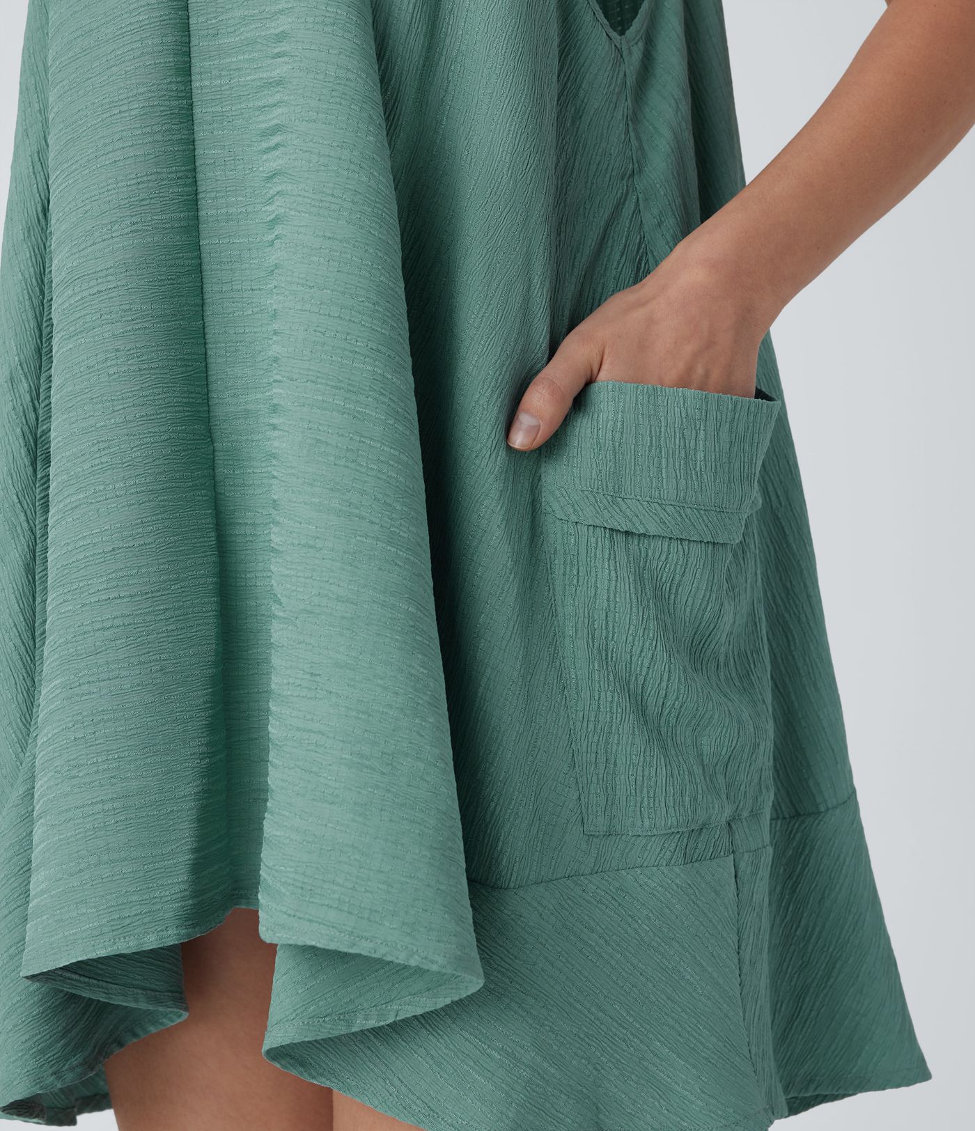 Tie Back Sleeveless Flowy Mini Casual Tunic Dress with Pockets