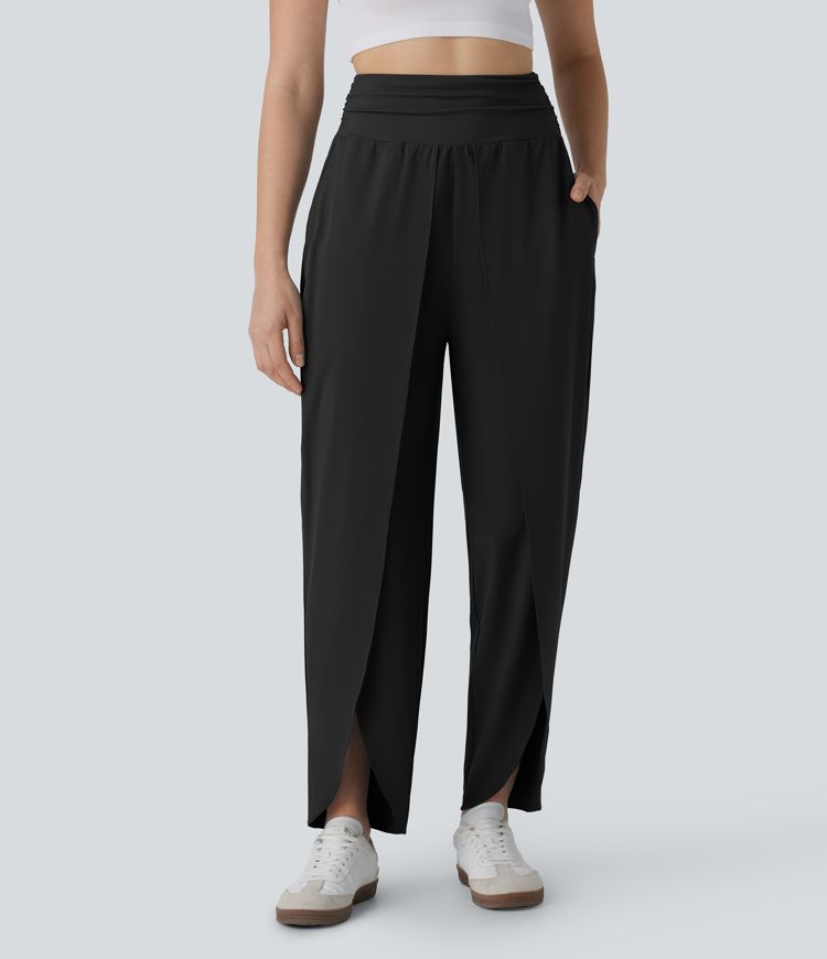 Breezeful™ High Waisted Ruched Pocket Tapered Tulip Hem Quick Dry Casual Pants
