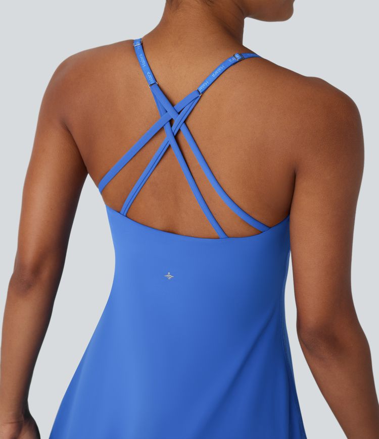 Softlyzero™ Plush - Rückenfreies 2-in-1 Crossover-Yoga-Minikleid mit Seitentaschen - Easy Peezy Edition