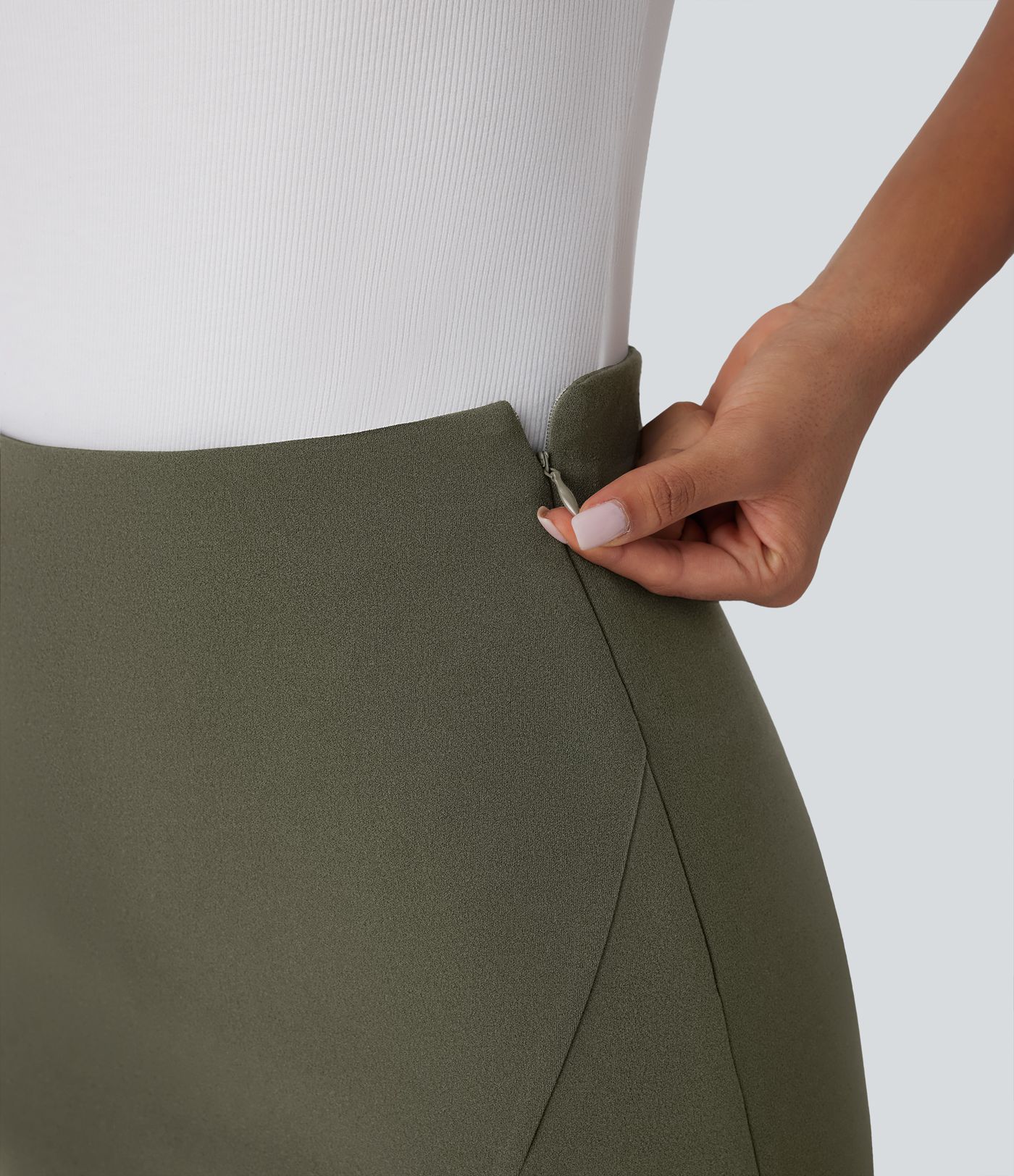 High Waisted Mini Work Linen-Feel Skort