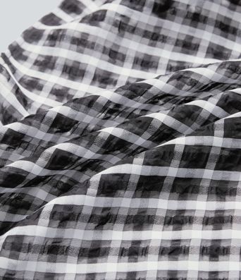 Casual wide-leg, high-waisted, gathered, split, checked trousers