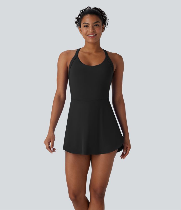 Softlyzero™ Airy Backless Twisted 2-in-1 Side Pocket Split Curved Hem Cool Touch Dance Active Dress-Easy Peezy Edition