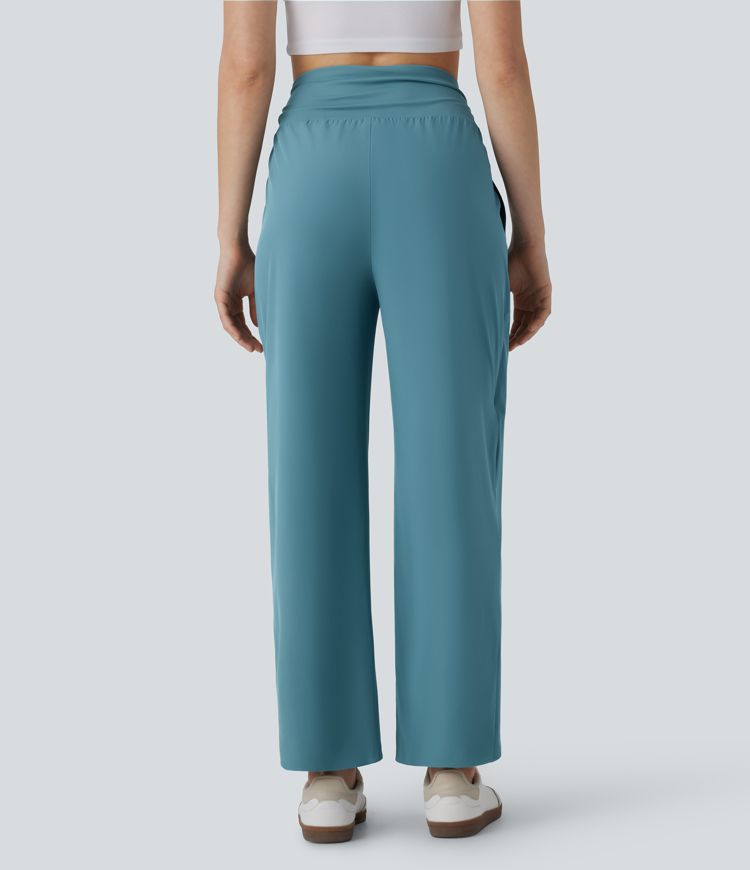 Pantalón Breezeful™ tiro alto bolsillo lateral fruncido dobladillo cónico tulipán secado rápido