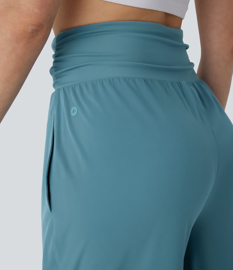 Pantalón Breezeful™ tiro alto bolsillo lateral fruncido dobladillo cónico tulipán secado rápido