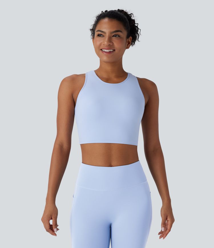Racerback Cut Out Cropped Yoga Tank Top