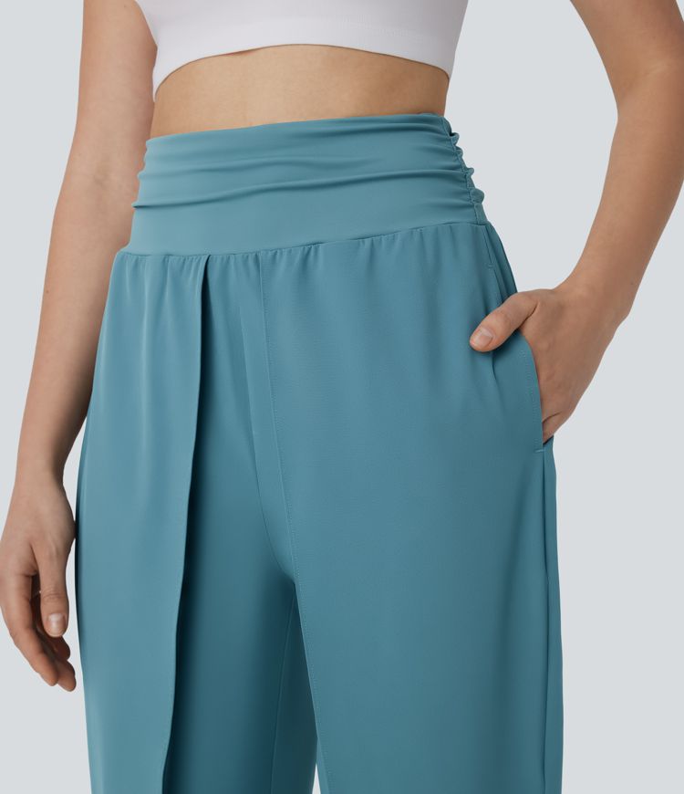 Pantalón Breezeful™ tiro alto bolsillo lateral fruncido dobladillo cónico tulipán secado rápido