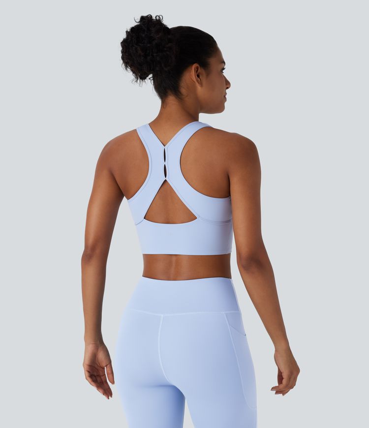 Racerback Cut Out Cropped Yoga Tank Top