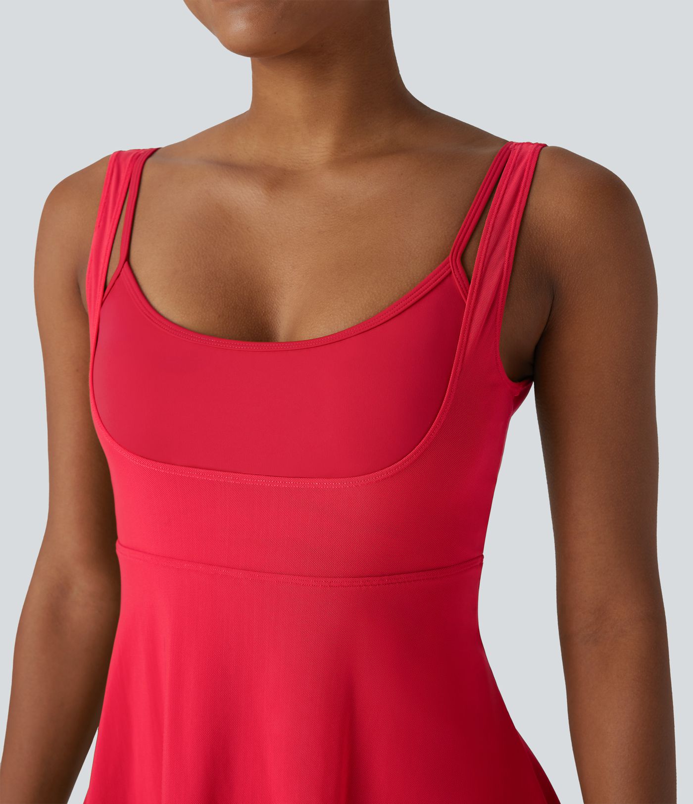 Vestido mini para baile de 2 piezas Softlyzero™ UPF50+ con espalda descubierta, hebilla ajustable y malla transpirable con bolsillos