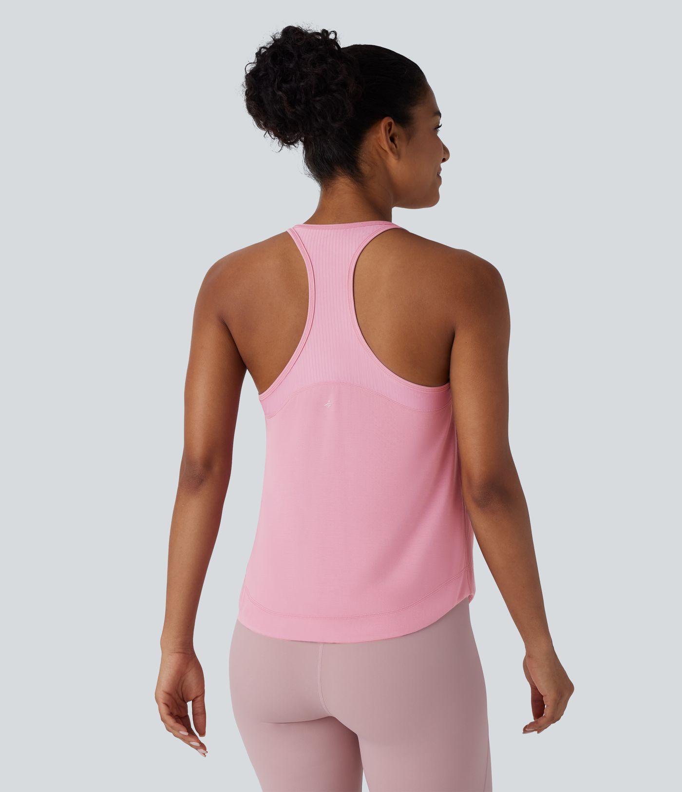 Racerback Curved Hem Stripe Quick Dry Running Tank Top